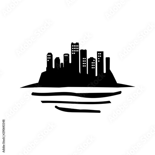 stylish line buildings skyline logo vector design symbol illustration