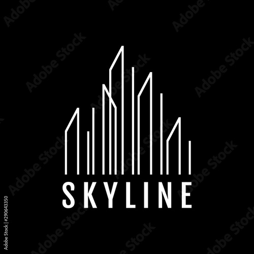 stylish line buildings skyline logo vector design symbol illustration