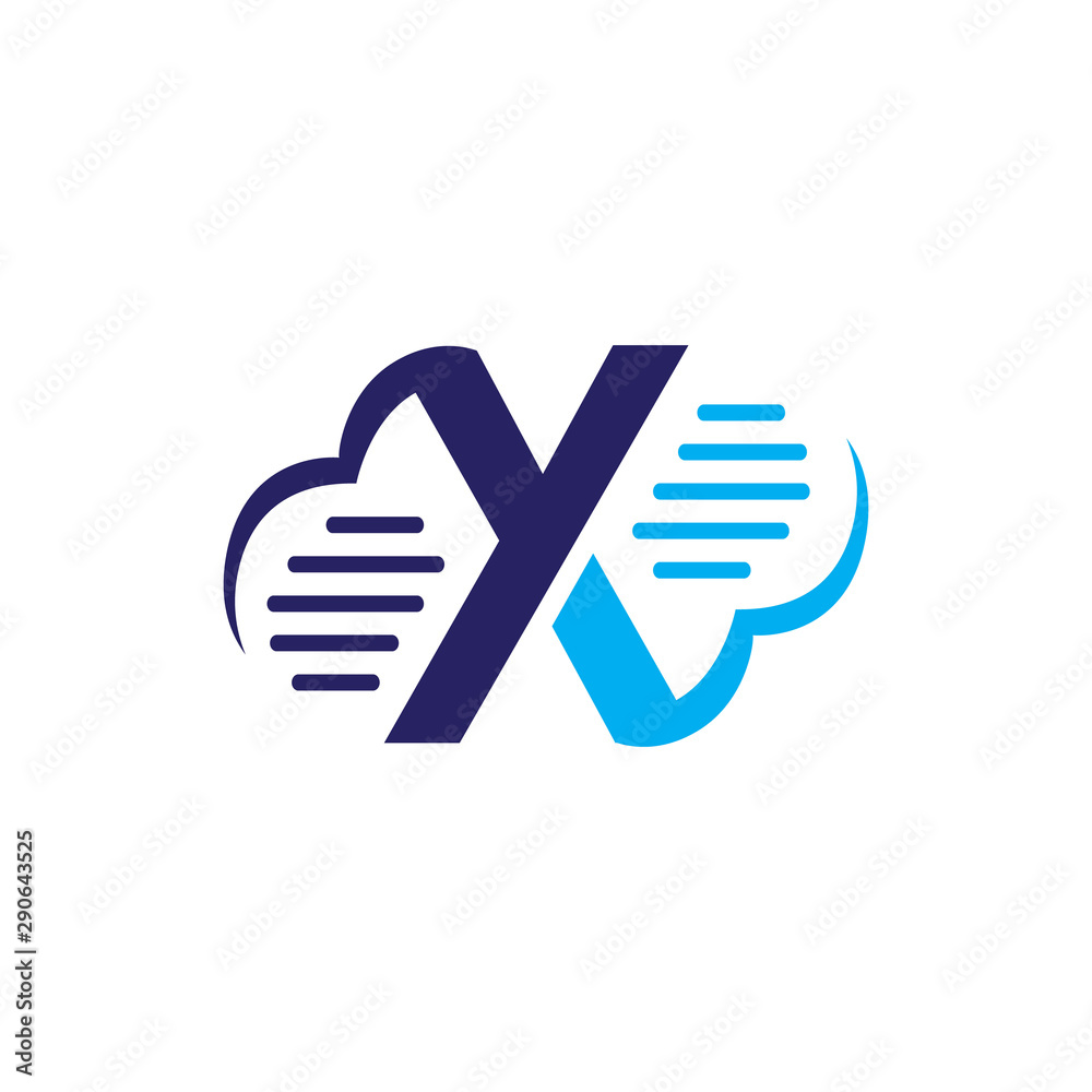 cloud X Letter logo design vector concept illustration