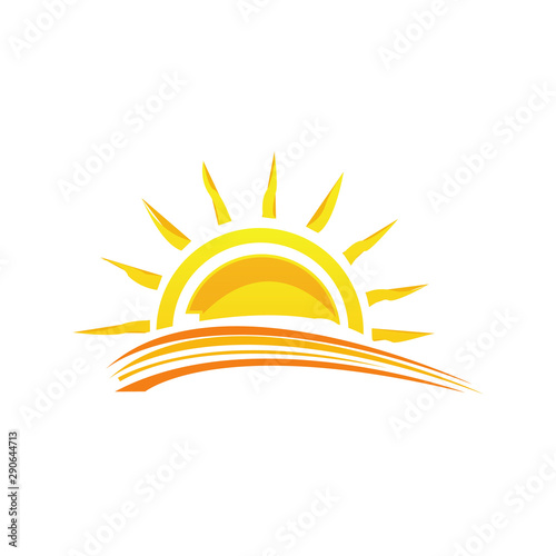 illustration a Sunshine sunset yellow sun logo design vector symbol icon