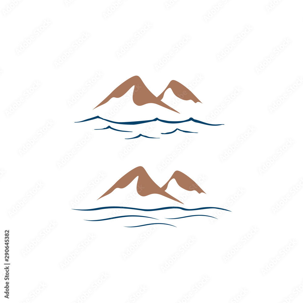 Modern Simple water and Mountain logo design vector