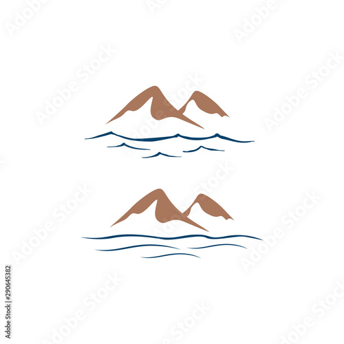 Modern Simple water and Mountain logo design vector