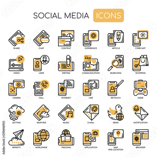 Social Media , Thin Line and Pixel Perfect Icons
