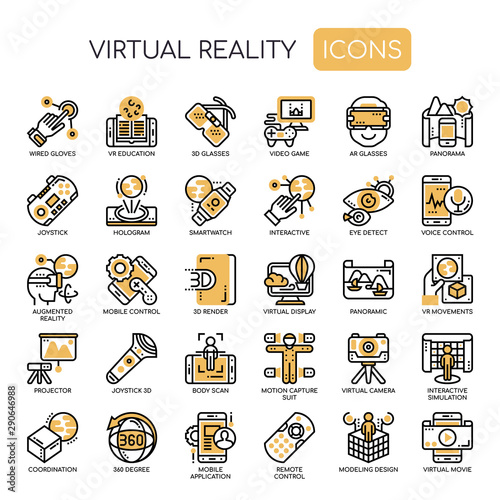 Virtual Reality , Thin Line and Pixel Perfect Icons