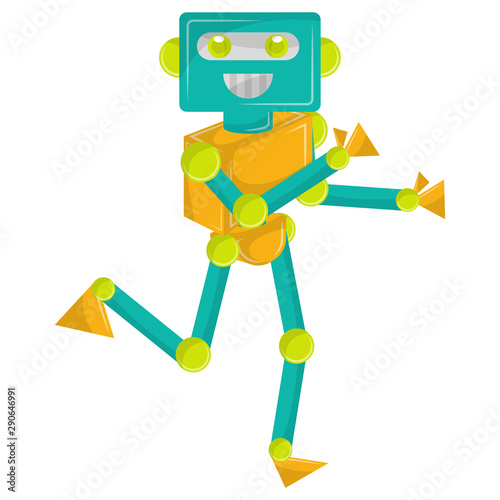 Happy robot toy on a white background - Vector