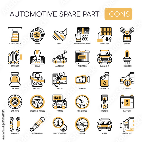 Automotive spare parts , Thin Line and Pixel Perfect Icons photo