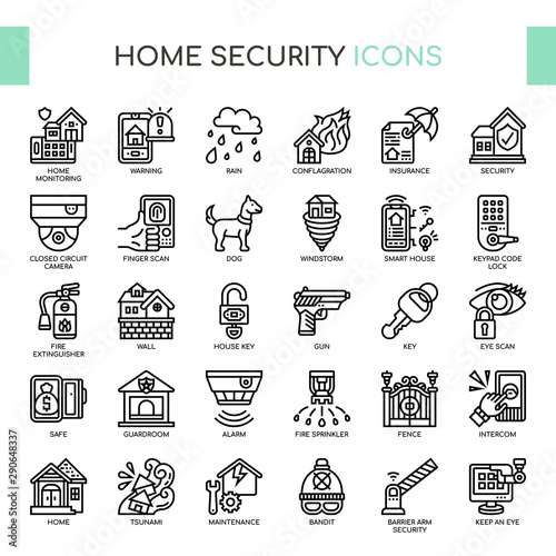 Home Security , Thin Line and Pixel Perfect Icons