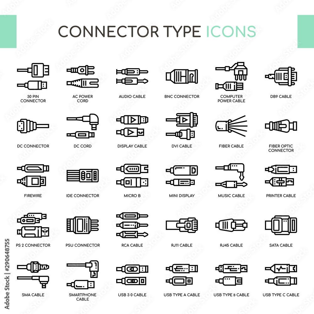 Connector Type , Thin Line and Pixel Perfect Icons