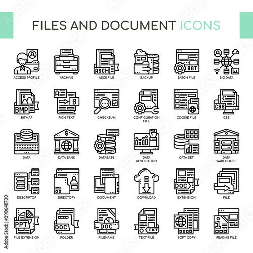 Files and Documents , Thin Line and Pixel Perfect Icons