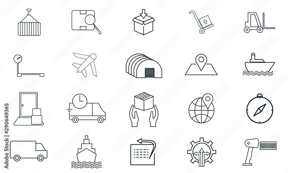 Fototapeta premium Set of Logistics Management Icon for supply chain services