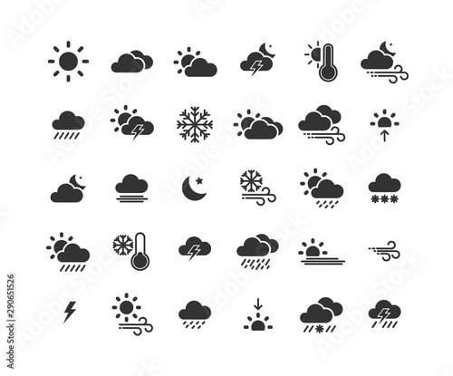 Weather solid icon set ,Vector Illustration.