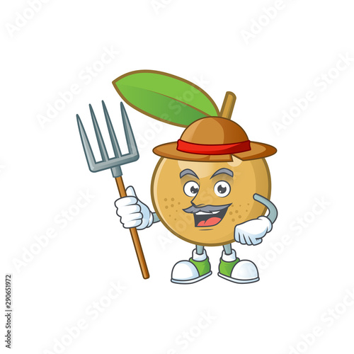 Farmer sweet longan cartoon character cute design.
