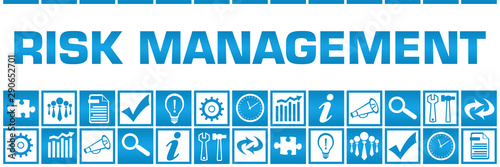 Risk Management Blue White Box Grid Business Symbols 