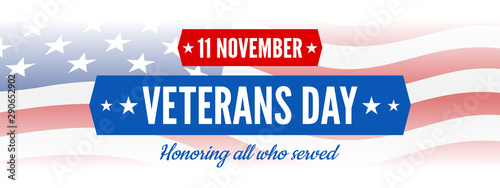 11 November Veterans day United States of America waving flag background 