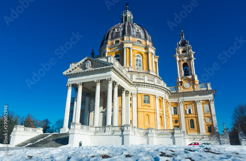 Image of baroque Basilica di Superga church on the Turin