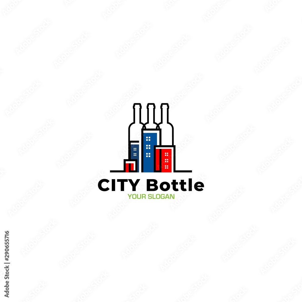 City Bottle Logo Design Vector