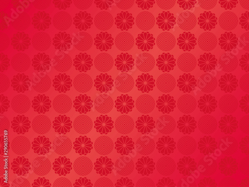Japanese traditional geometric and flower pattern vector background