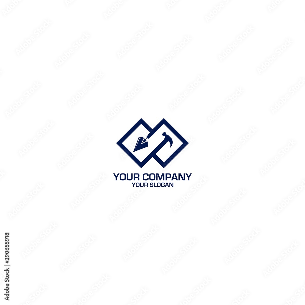 Trowel and Hammer Logo Design Vector