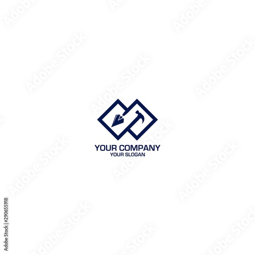 Trowel and Hammer Logo Design Vector