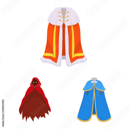 Isolated object of cloak and clothes logo. Set of cloak and garment vector icon for stock.