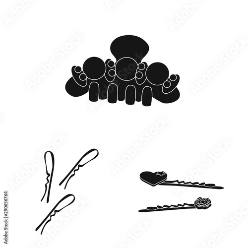 Isolated object of hairstyle and female icon. Set of hairstyle and hair stock symbol for web.