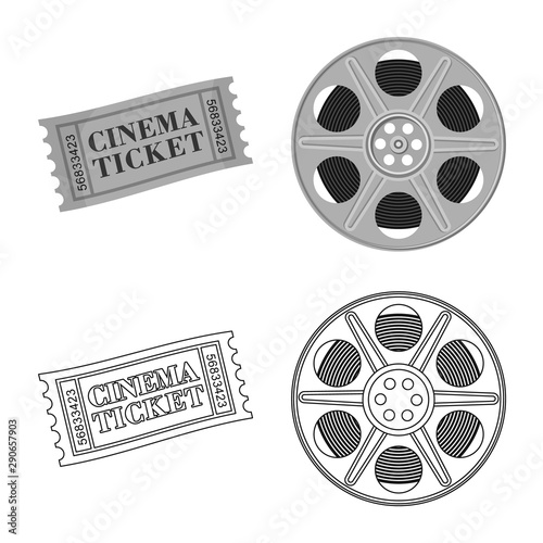 Isolated object of television and filming logo. Collection of television and viewing stock symbol for web.