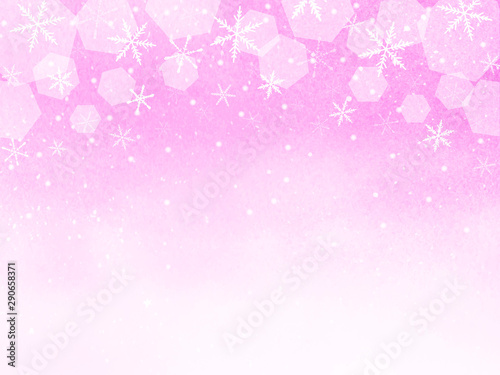 幻想的なピンクの背景 雪の結晶 水彩イラスト Stock Vector Adobe Stock