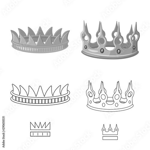 Isolated object of medieval and nobility sign. Collection of medieval and monarchy stock vector illustration.