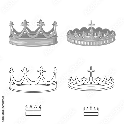 Isolated object of medieval and nobility logo. Set of medieval and monarchy stock vector illustration.