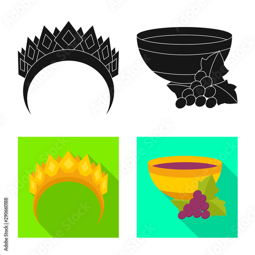 Vector design of deity and antique symbol. Collection of deity and myths stock vector illustration.