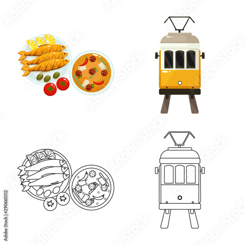 Isolated object of and historic logo. Collection of and country vector icon for stock.