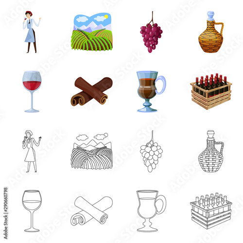 Vector illustration of farm and vineyard symbol. Set of farm and product stock symbol for web.