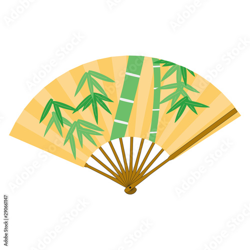 traditional Folding Fans with a flower. Vector illustration.