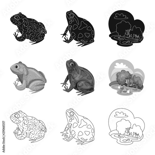 Vector illustration of wildlife and bog icon. Collection of wildlife and reptile stock vector illustration.