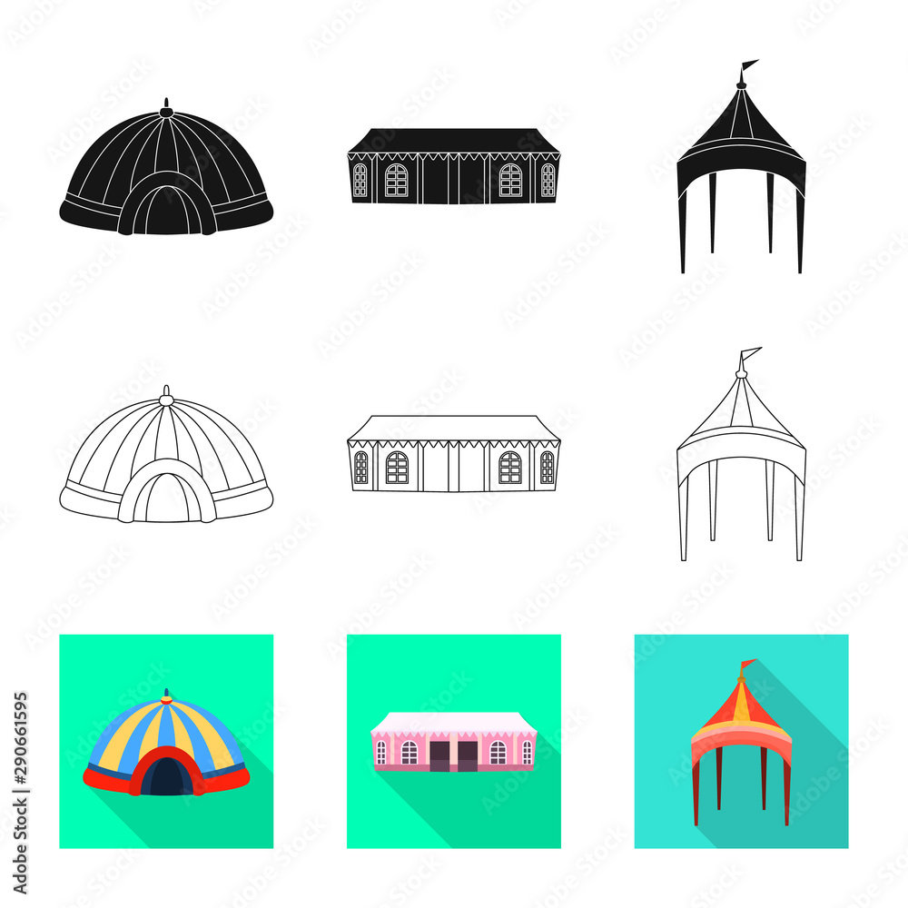 Vector design of roof and folding sign. Collection of roof and architecture vector icon for stock.