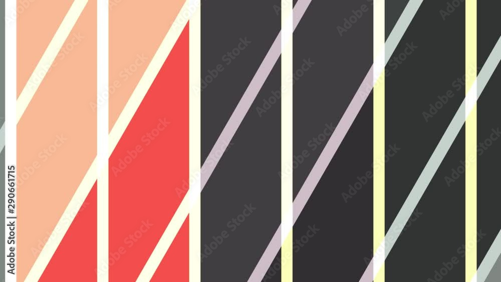 wo 2D color bars that rotate counterclockwise and move, anchor point from right to left to background, composed of different color strips.