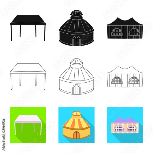 Vector illustration of roof and folding sign. Collection of roof and architecture stock symbol for web.