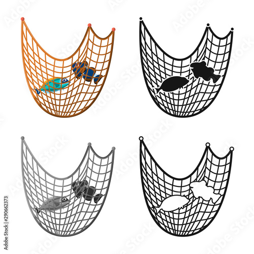 Vector design of fishnet and fishing logo. Collection of fishnet and fish vector icon for stock.