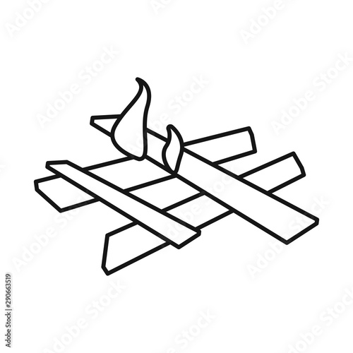 Isolated object of bonfire and woodpile icon. Set of bonfire and stacked vector icon for stock.