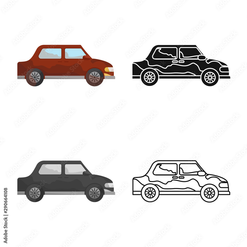 Vector design of car and vehicle sign. Set of car and clean stock vector illustration.