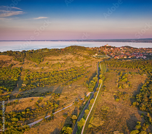 Aerial view on Tihany in su...