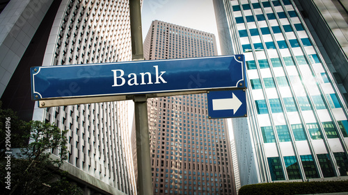 Fotografie Street Sign to Bank