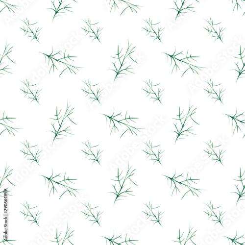 Seamless pattern with leaves. Hand-drawn background. Real watercolor drawing of branch