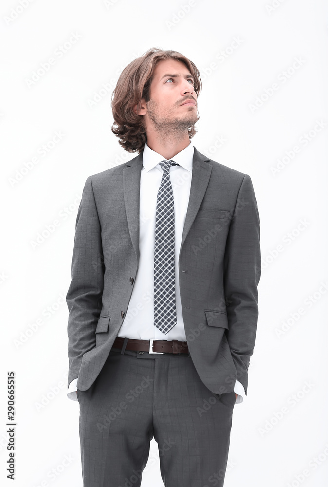 elegant people looking up on white background elegant people looking up on white background