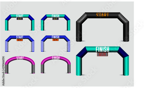 set of inflatable arches start and finish line. easy to modify