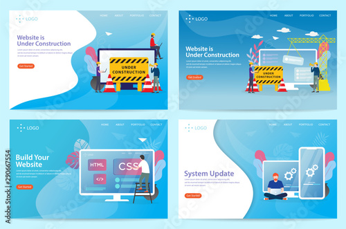 set of website maintenance, landing page vector illustration concept