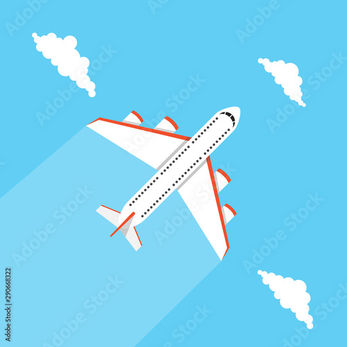Flat airplane. Vector illustration.