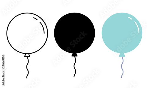 Air Balloon icon. Decorative design element. Outline, black and blue vector illustration.