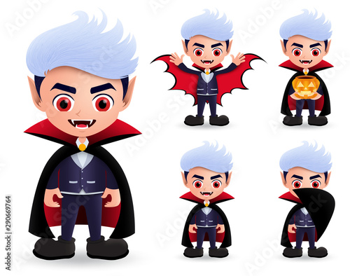 Photo Vampire halloween characters vector set