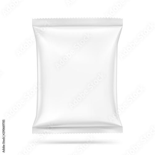 Food snack pillow bag isolated on white background. Vector illustration. Can be use for template your design, promo, adv. EPS10.	